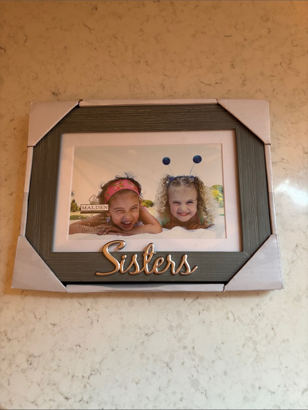 Malden Gray Wood Frame with Gold "Sisters" Accent